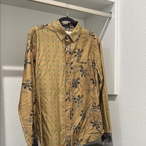 Men's Casual Button Down Shirt - Yellow and Black